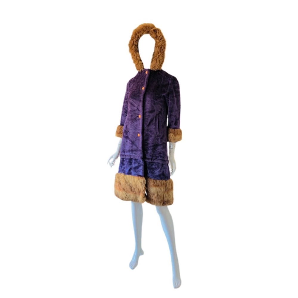 Vtg Rare Purple 60’s Penny Lane Faux Fur Coat - Picture 4 of 7